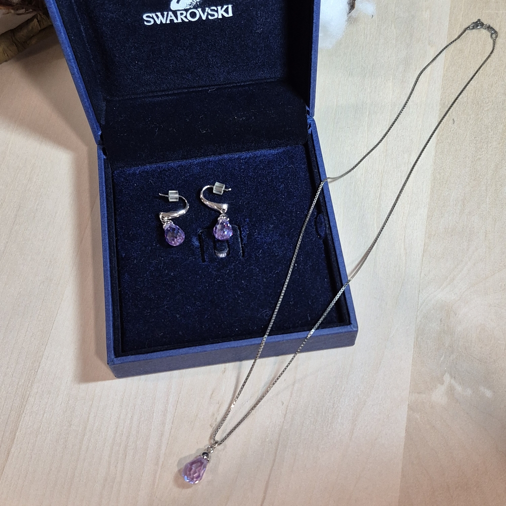 💜🩶NEW💜🩶 BEAUTIFUL!! Swarovski PURPLE Crystal Jewelry Set